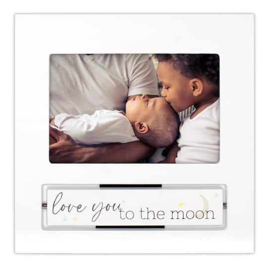 Malden International Designs Little Dreamer, Love You to the Moon White Flip It 4" x 6" Photo Frame